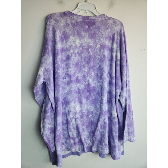 Isaac Mizrahi Purple/White Tie Dye Marbled Cotton Blend Knit Cardigan size 2X - Picture 3 of 8